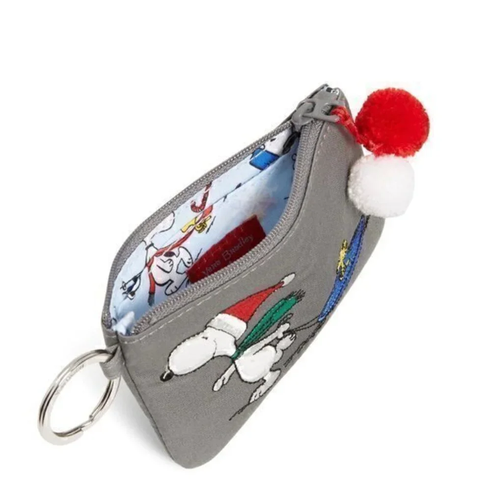 Vera Bradley Peanuts® Zip ID Lanyard in Snoopy and Woodstock Sled NWT